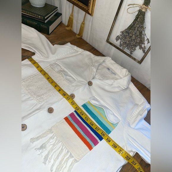 🤍ZARA Shirt jacket L – White with Colorful Pocket unisex - Picture 11 of 12